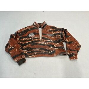 SHE Wolves Tiger Camo Quarter Zip Cropped Sweatshirt Women's XS